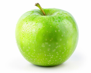 Fresh green apple fruit isolated on white background, Close-up Shot