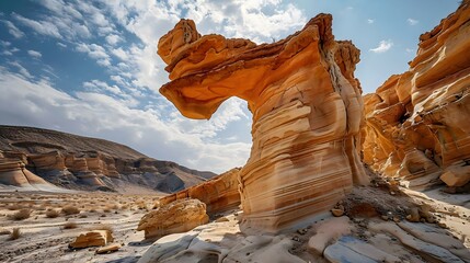 a large rock formation in the middle of a desert - Powered by Adobe