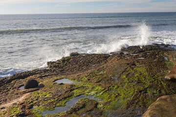Waves breaking on Sunset Cliffs, San Diego, California