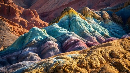 a group of mountains covered in colored rocks - Powered by Adobe