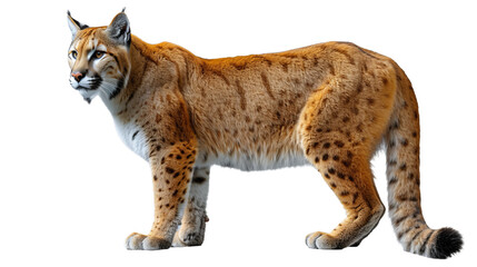 A realistic lynx figure caught mid-stride, displaying its powerful limbs and distinct spotted fur