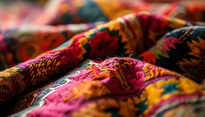 a close up view of a colorful blanket - obrazy, fototapety, plakaty