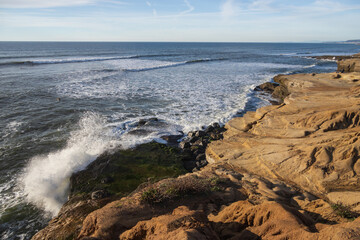 Waves breaking on Sunset Cliffs, San Diego, California