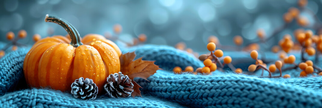 Autumn background with pumpkin close up on table,
Contemporary Autumn Background with Pumpkin on B
