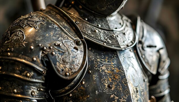 a close up of a suit of armor - Powered by Adobe