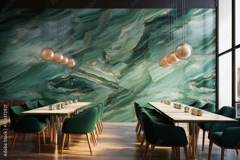 Wall mural Infuse your design with the natural beauty of emerald marble, creating a background that reflects the smooth texture and captivating, Generative AI