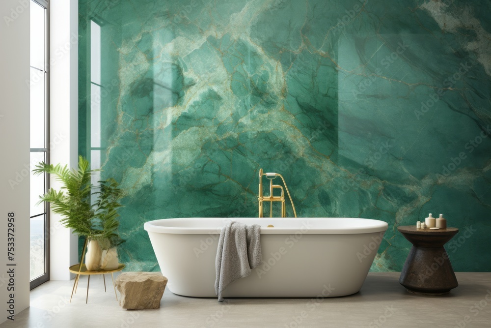 Wall mural Infuse your design with the natural beauty of emerald marble, creating a background that reflects the smooth texture and captivating, Generative AI - Wall murals