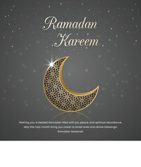 Fototapeta na wymiar Ramadan Kareem social media post template with crescent moon, Ramadan Mubarak Islamic Festival Card design