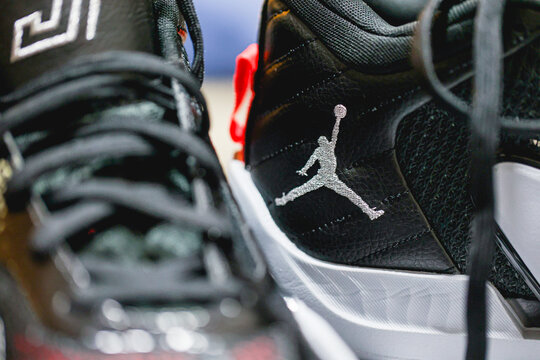 Basketball Sneakers Jordan Tatum 1. Close-up of the Jordan logo.

 