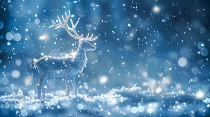 Christmas crystal shiny Reindeer with white snowflakes. generative ai