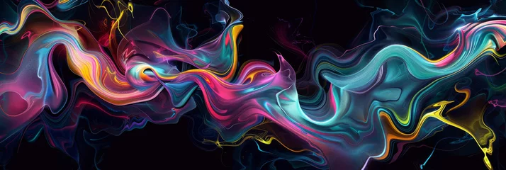 Fotobehang dynamic digital art piece featuring swirling lines of vibrant colors, generative AI © VALUEINVESTOR