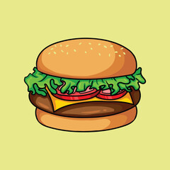 illustration art junk food burger sticker design