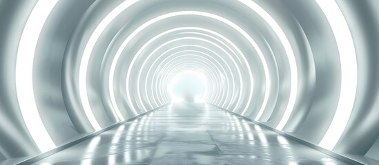 White Glowing Light Arches in a Futuristic Tunnel Vector for Elegant Product Presentation
