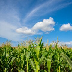 corn field with sky and clouds afternoon