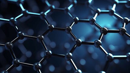 A 3D rendering presents the graphene molecular grid, emphasizing the concept of graphene tube structure with its hexagonal geometric form, set against a nanotechnology background.