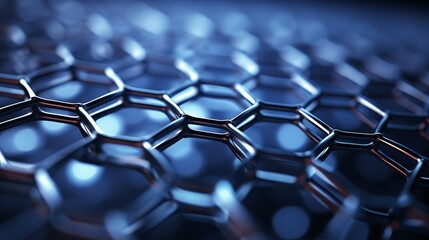 A 3D rendering presents the graphene molecular grid, emphasizing the concept of graphene tube structure with its hexagonal geometric form, set against a nanotechnology background.