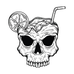 illustration art tattoo and t-shirt design skull lemon squash