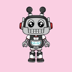 illustration art cute robot sticker design