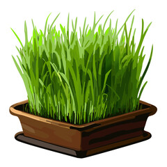 Spring green grass 3d realistic icon set