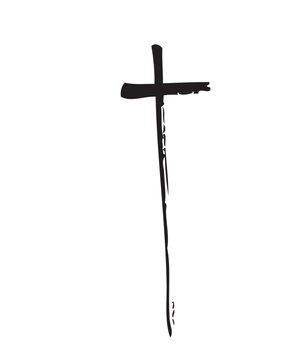 Hand drawn cross. Vector cross. The cross is made with a brush