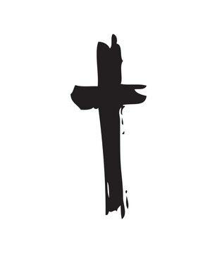 Hand drawn cross. Vector cross. The cross is made with a brush