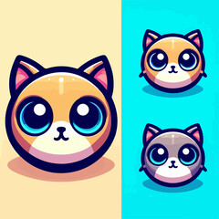 flat vector logo of cat , flat vector logo of kitten , vector logo of cat , cat logo