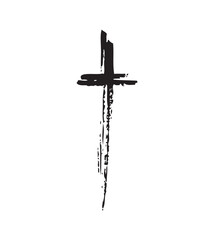 Hand drawn cross. Vector cross. The cross is made with a brush