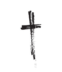 Hand drawn cross. Vector cross. The cross is made with a brush