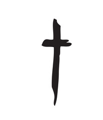 Hand drawn cross. Vector cross. The cross is made with a brush