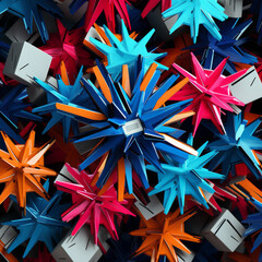 Colorful Abstract 3D Star Sculptures Background

