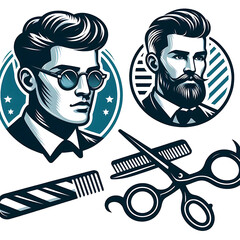 barber illustration ,haircutting barber illustration , fashion illustration , facial , beard illustration