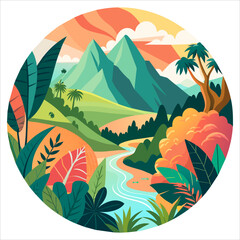 tropical island with palm trees