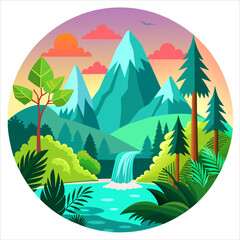 landscape with mountains and trees