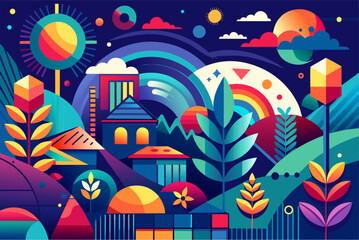 pattern with colorful flowers