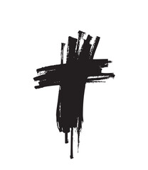 Hand drawn cross. Vector cross. The cross is made with a brush
