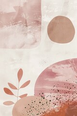 Earthy Elegance: Abstract Painting with Leaf Motif