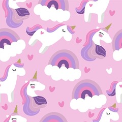 Seamless pattern with unicorns 