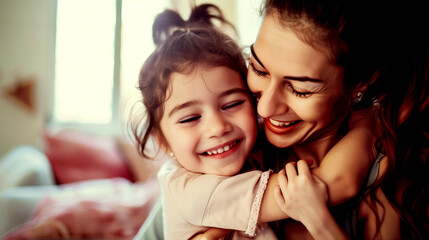 A Little Daughter Communicates with her Mother - Happy Moments of Closeness with a Loved One