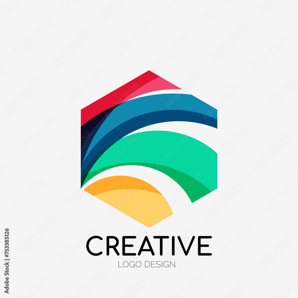 Poster Modern abstract logo design. Geometric vector art. Clean overlapping lines and abstract shapes. Perfect for modern brand