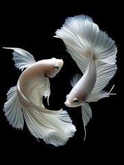two betta fish circling and dancing in love