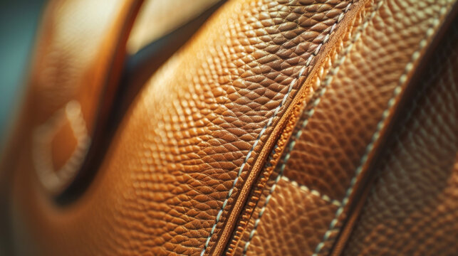 The closeup of a luxurious leather handbag its supple and highquality material actually made from labgrown cells. biofabricated product proves that luxury and sustainability