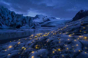 Foto op Canvas Fireflies illuminating a glaciers edge © pprothien