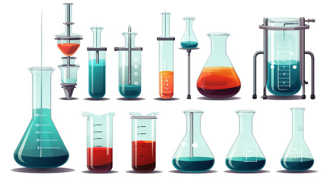 laboratory glassware with liquid