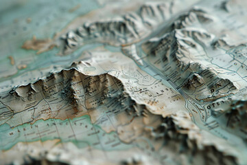 3D relief map texture of mountain ranges and valleys. - obrazy, fototapety, plakaty