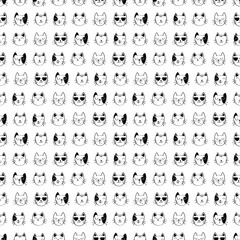 Fototapeta na wymiar Hand Drawn Seamless Pattern Cat Face
