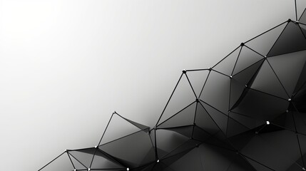 Geometric polygonal structures mesh in black color are presented against a light background, representing technological objects.