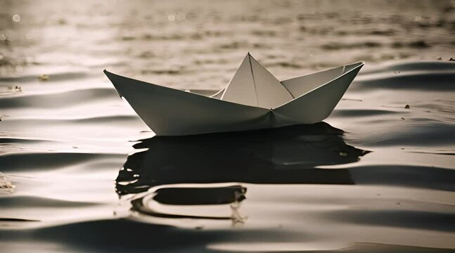 paper boat on the sea
