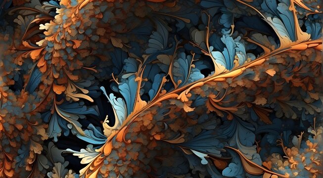 autumn leaves background, Interlocking fractal patterns radiating a sense of mathematical elegance in an abstract universe 