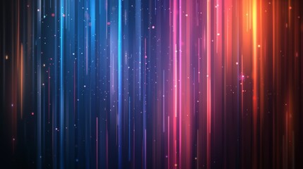 Abstract background with vertical lines of light, glowing in blue and orange color