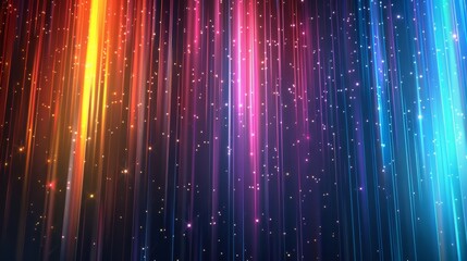 Abstract background with vertical lines of light, glowing in blue and orange color